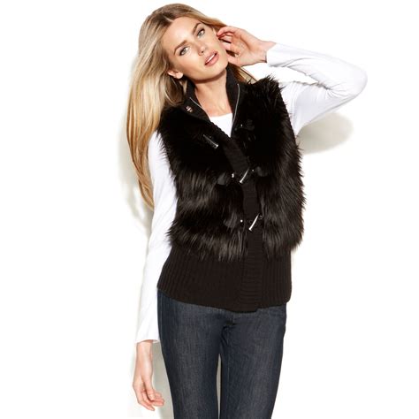 michael kors faux fur vest womens|michael kors quilted fur vest.